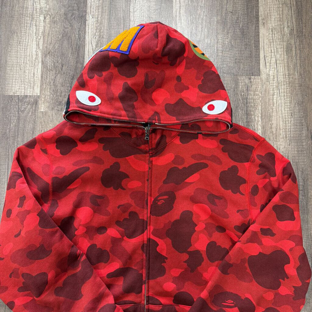 Bape shark hoodie red camo