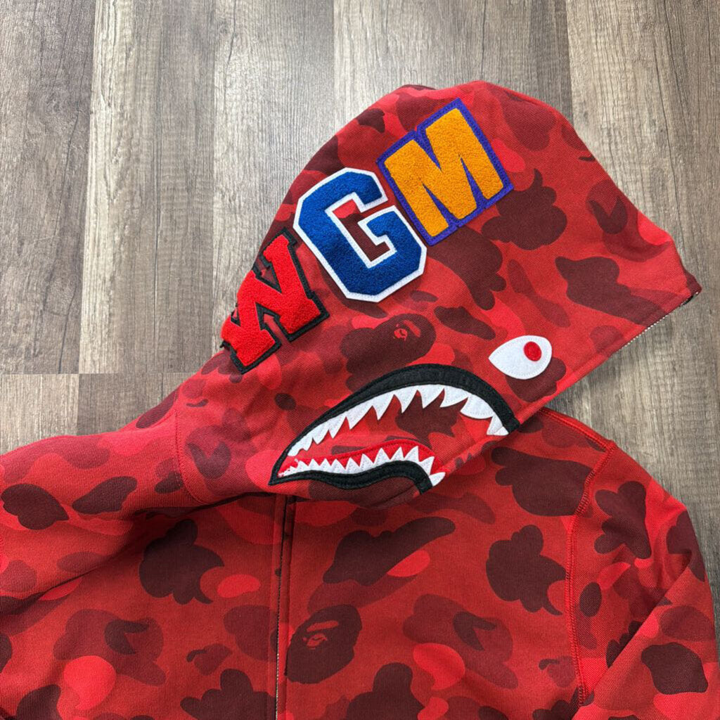Bape shark hoodie red camo