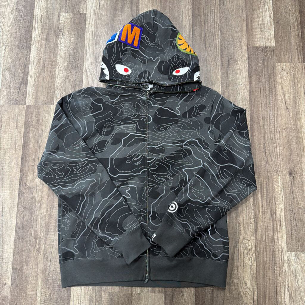 Bape shark hoodie black glow in dark camo