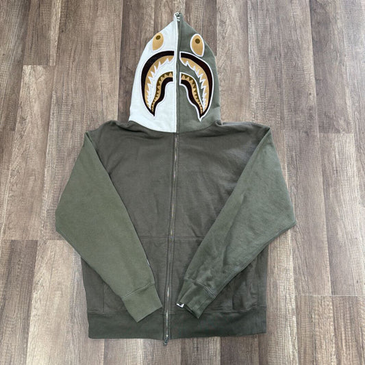 Bape Shark Hoodie Olive