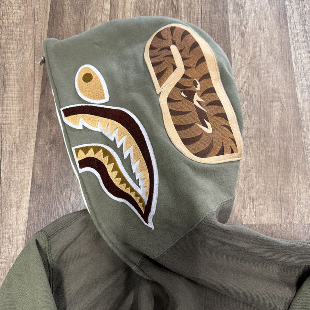 Bape Shark Hoodie Olive