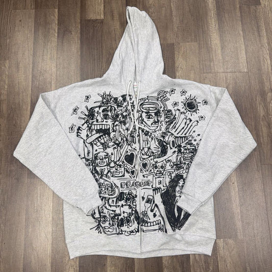 Father Ahki grey all over print zip up