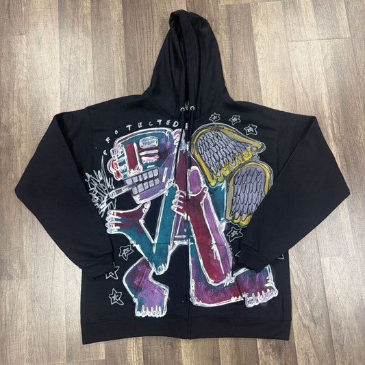 Father Ahki black all over print zip up