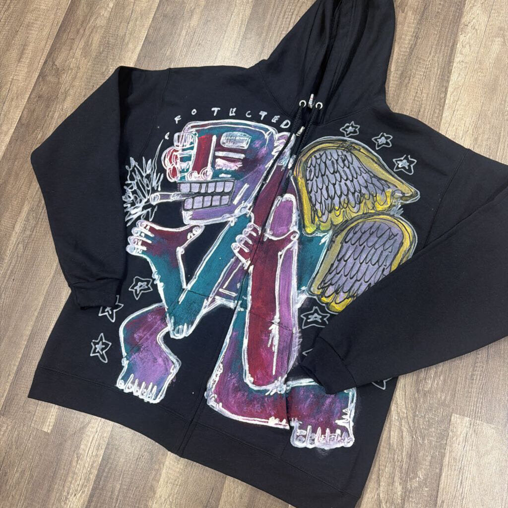 Father Ahki black all over print zip up