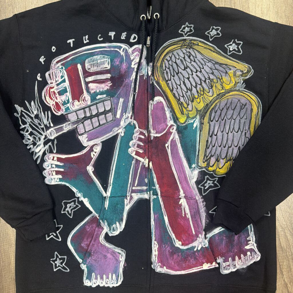 Father Ahki black all over print zip up