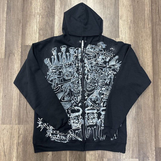 Father Ahki black all over print zip up