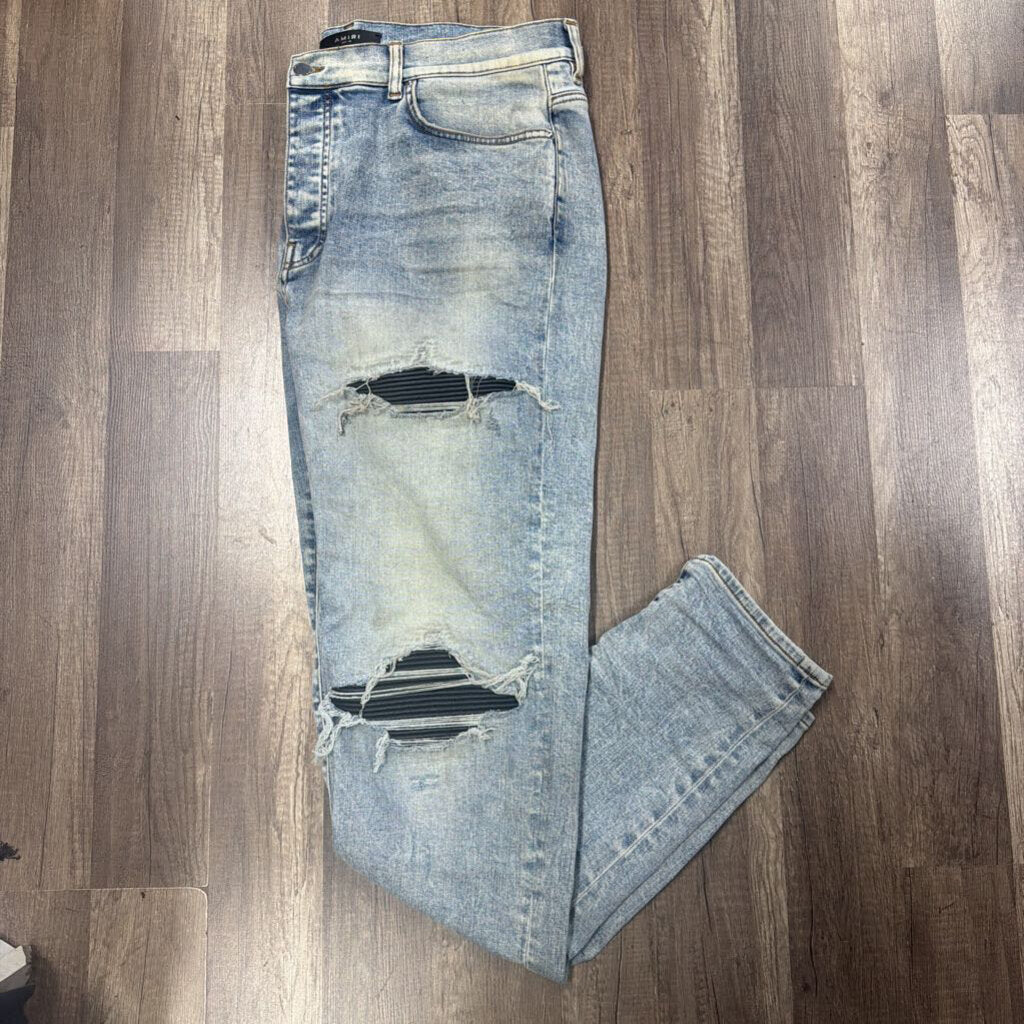 Amiri Jean Mx1 Light blue black patch