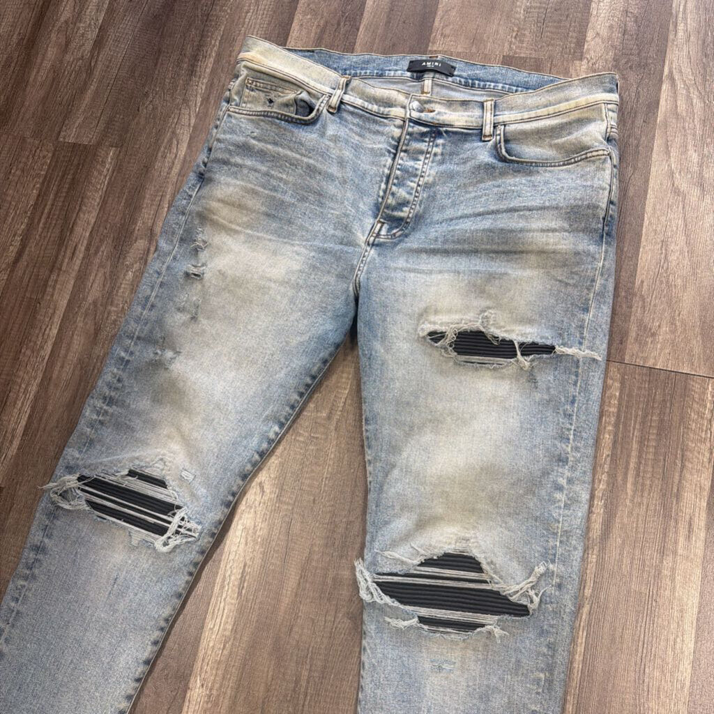 Amiri Jean Mx1 Light blue black patch