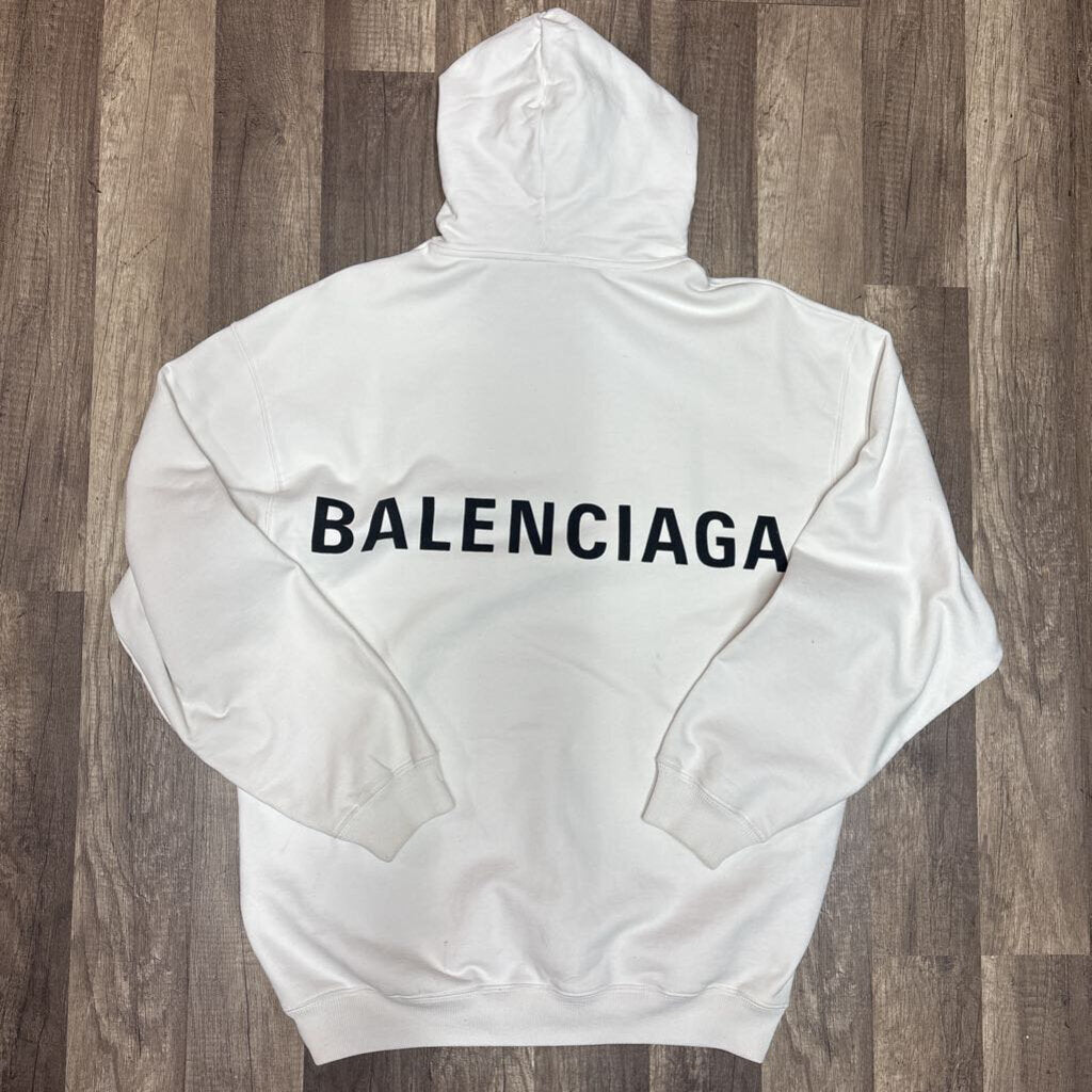Balenciaga Hoodie White Back logo