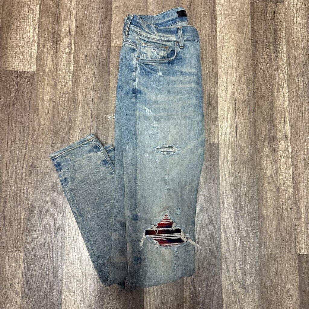 Amiri jean mx1 red flannel patch