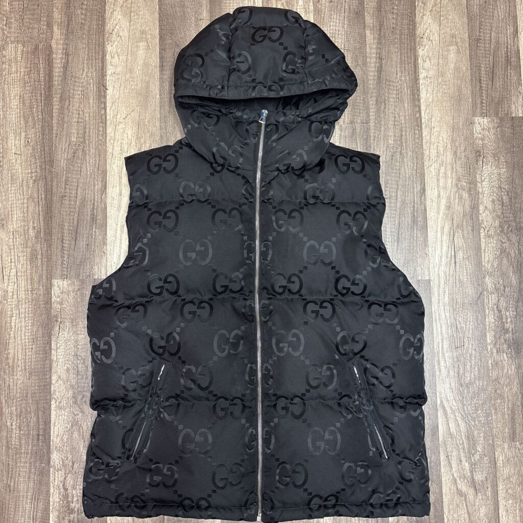 Gucci monogram hood vest black