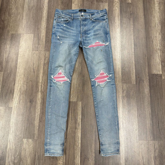 Amiri Jean MX1 Pink Patch Blue