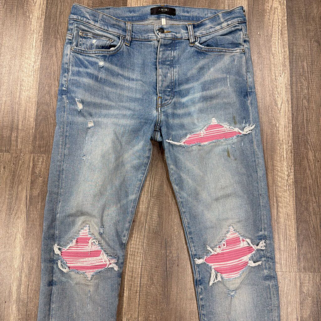 Amiri Jean MX1 Pink Patch Blue