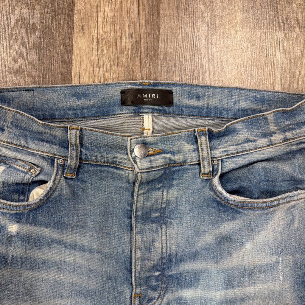 Amiri Jean MX1 Pink Patch Blue