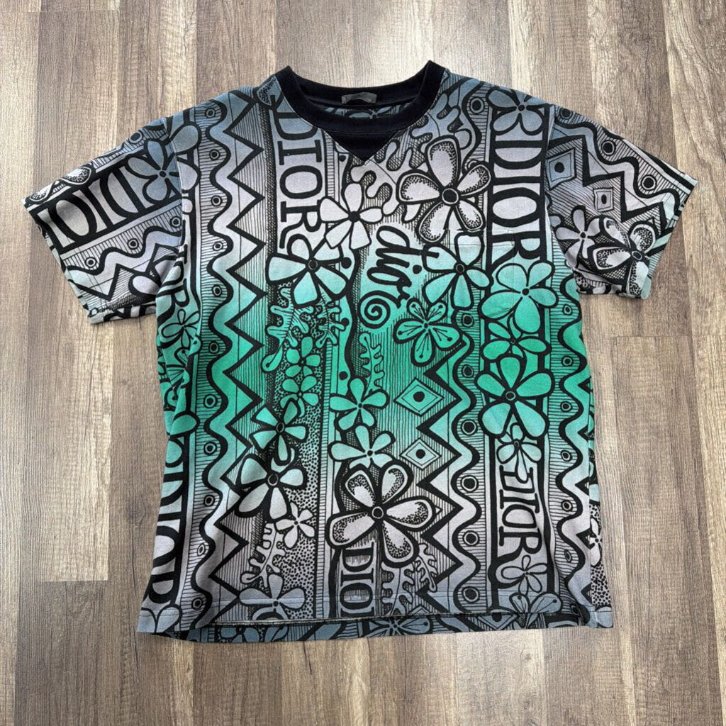 Dior x Stussy logo shirt grey green