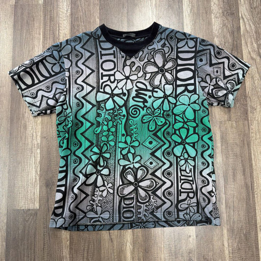 Dior x Stussy logo shirt grey green