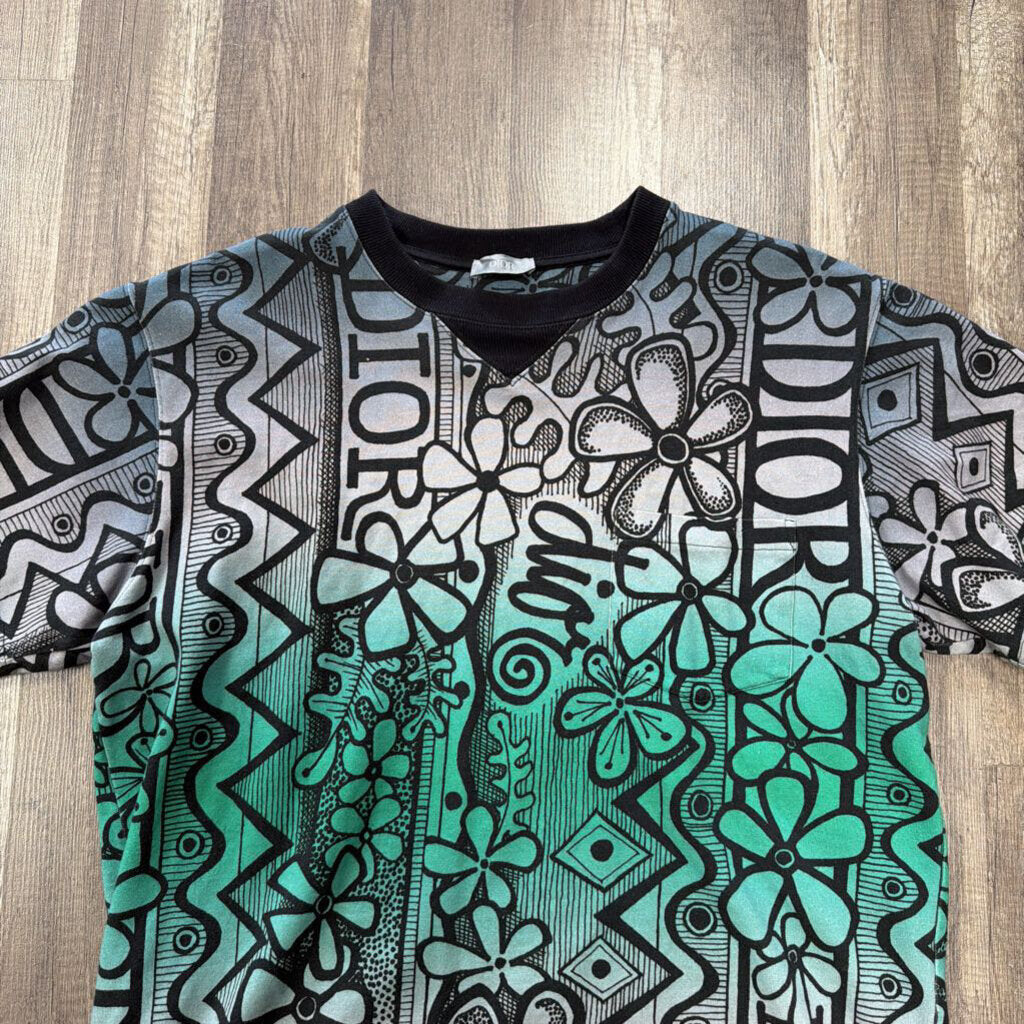 Dior x Stussy logo shirt grey green