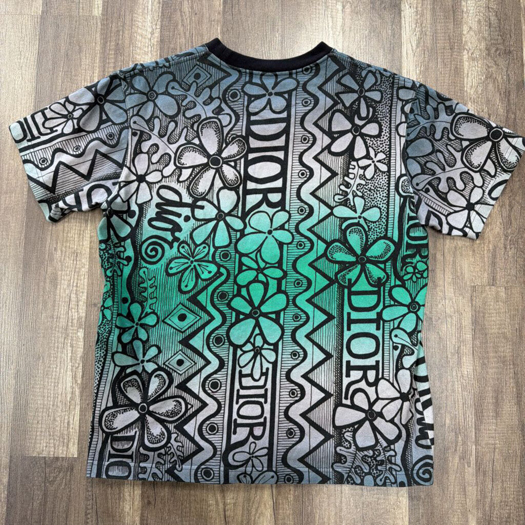 Dior x Stussy logo shirt grey green