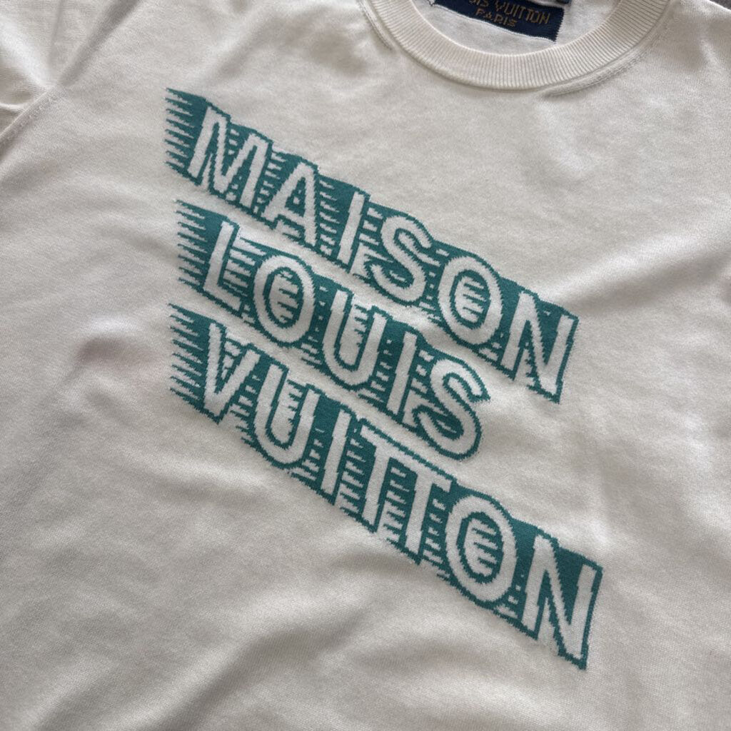 Lv Louis Vuitton logo shirt white teal