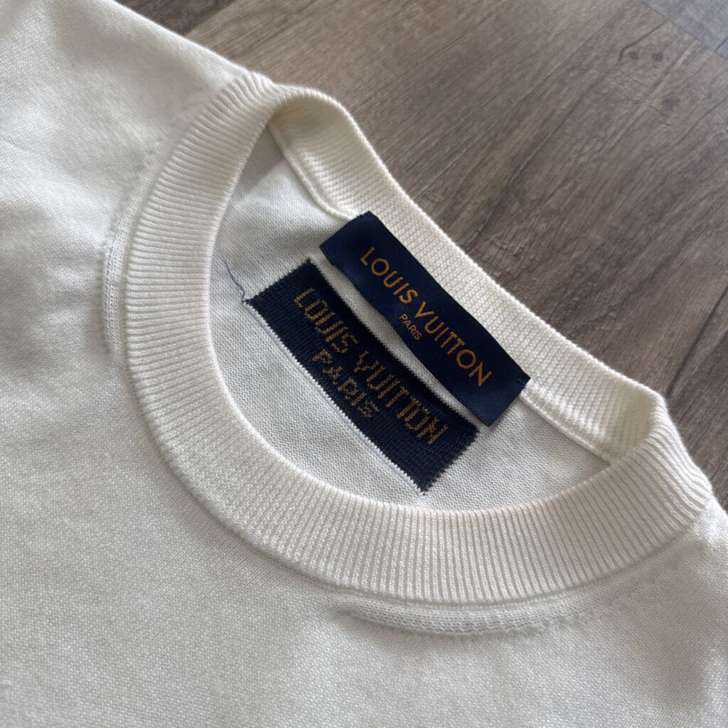 Lv Louis Vuitton logo shirt white teal