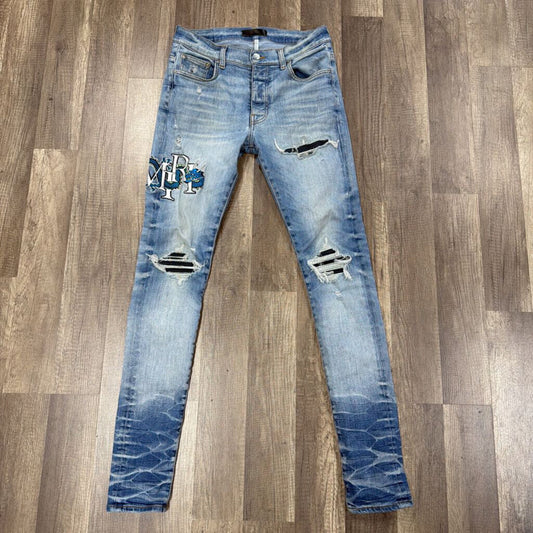 Amiri Jean MX1 Blue Patch Dragon Logo