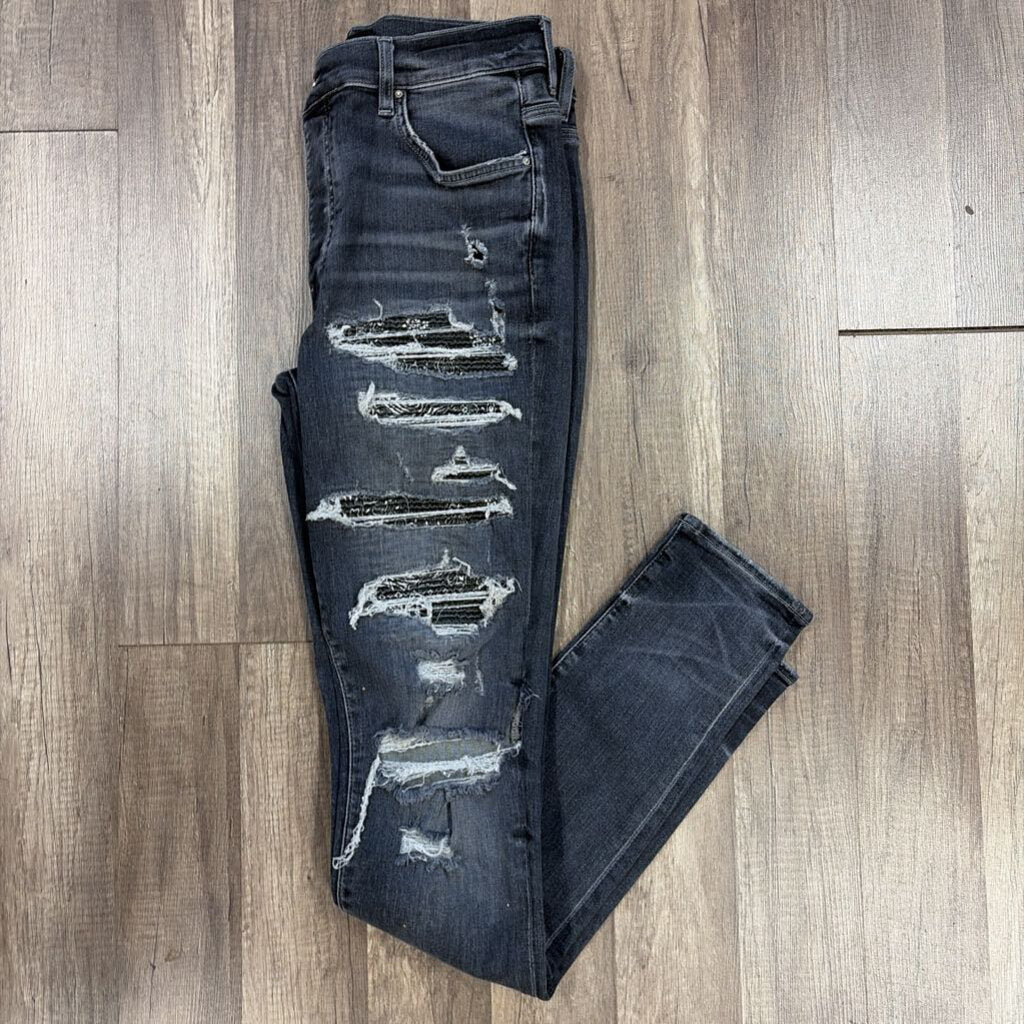 Amiri Jean Grey Thrasher Paisley Patch