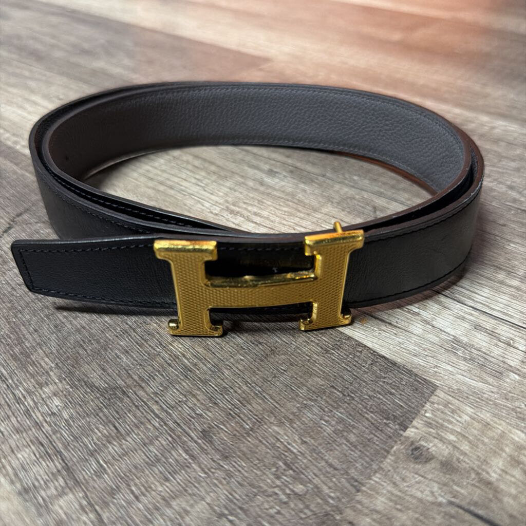 Hermes reversible belt black grey