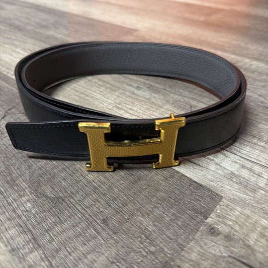 Hermes reversible belt black grey
