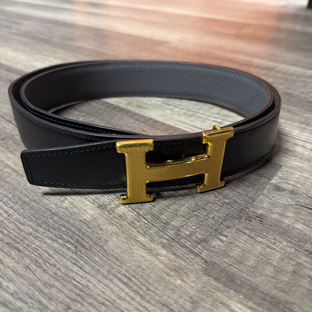 Hermes reversible belt black grey