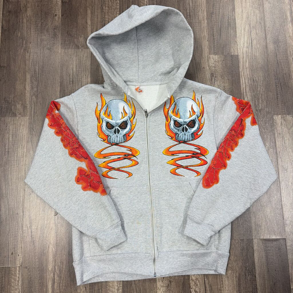 Saints grey flame skull zip up