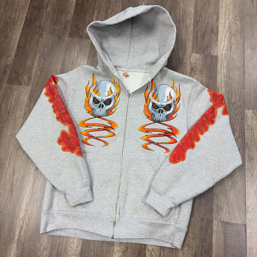 Saints grey flame skull zip up