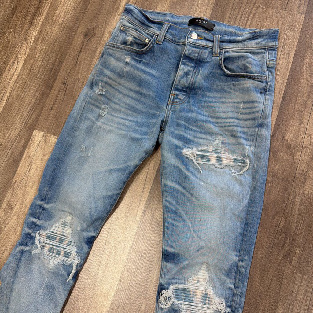 Amiri Jean mx 1 blue white patch