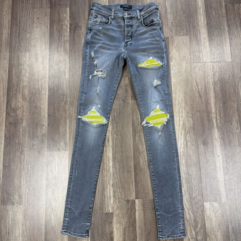 Amiri Jean grey yellow patch