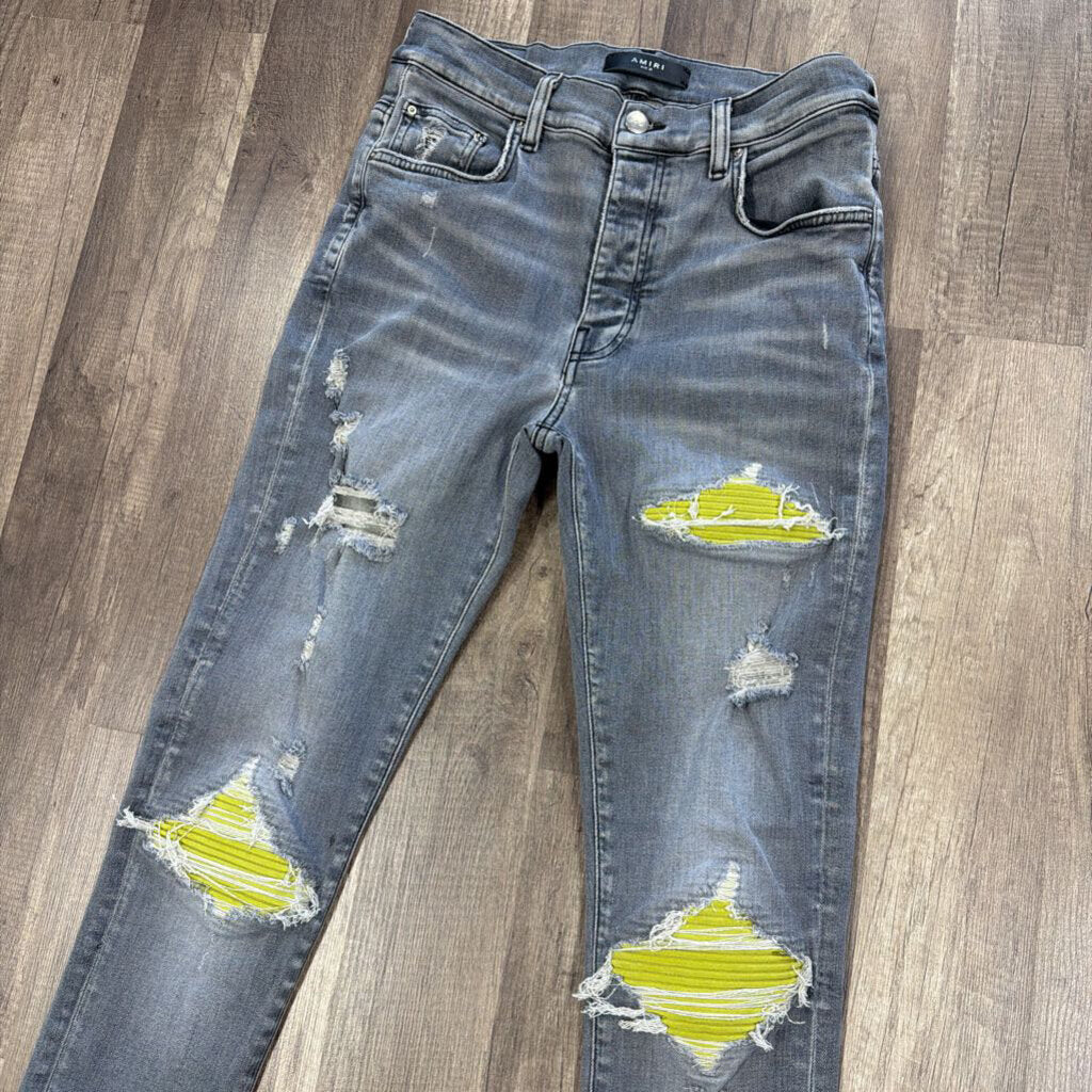 Amiri Jean grey yellow patch