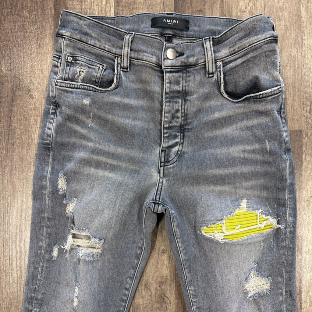 Amiri Jean grey yellow patch