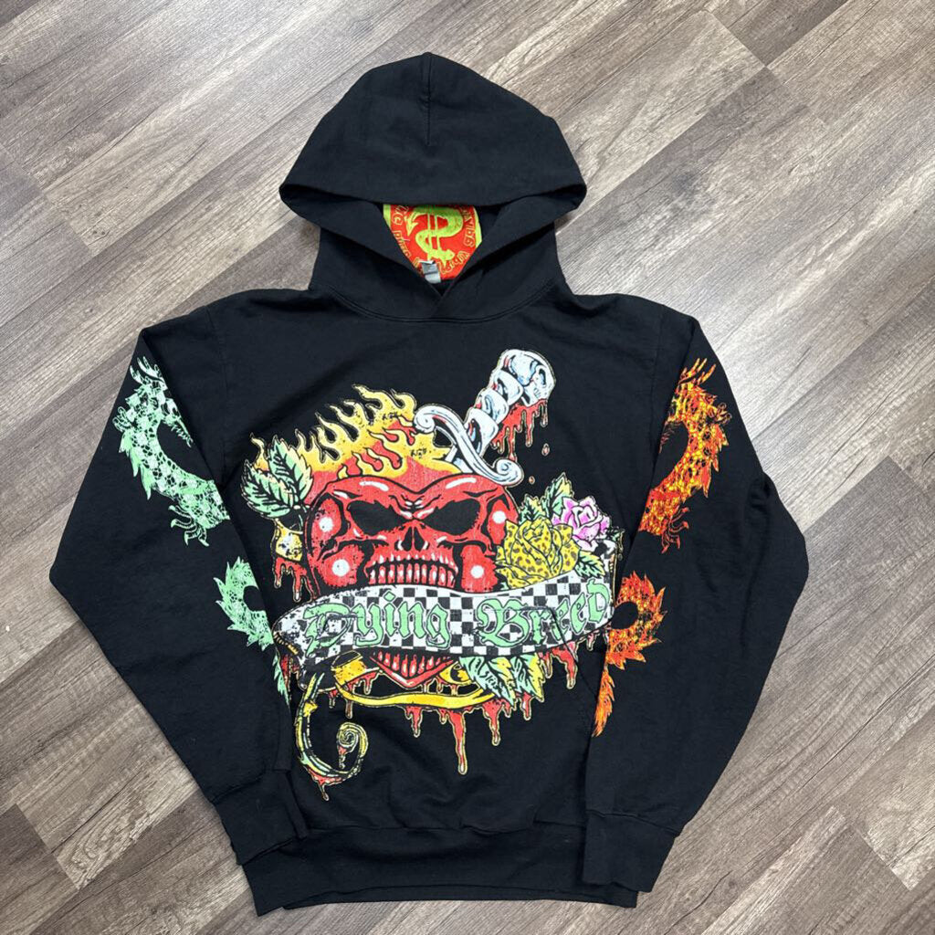 Saints dying breed skull heart hoodie black