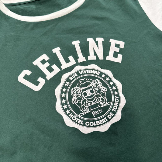 Celine Tshirt Olive Logo