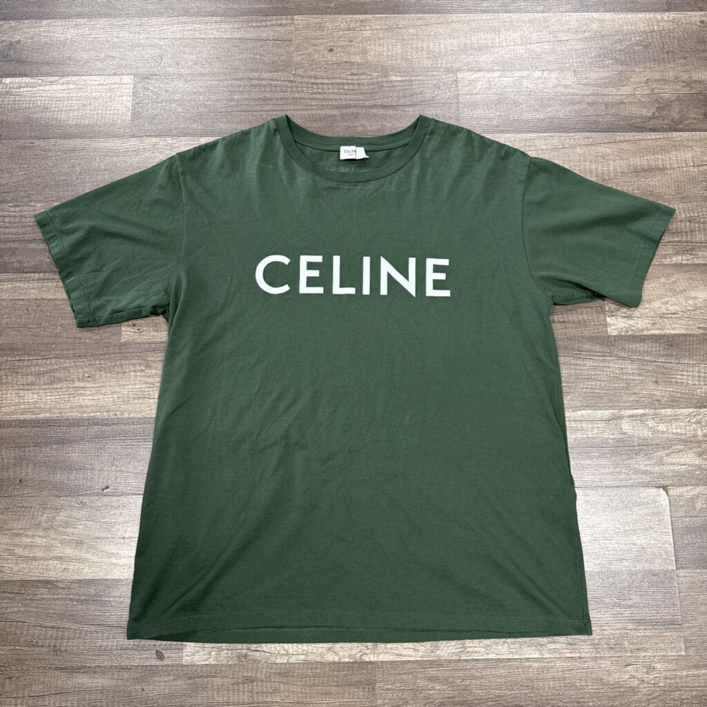 Celine Tshirt Green Logo
