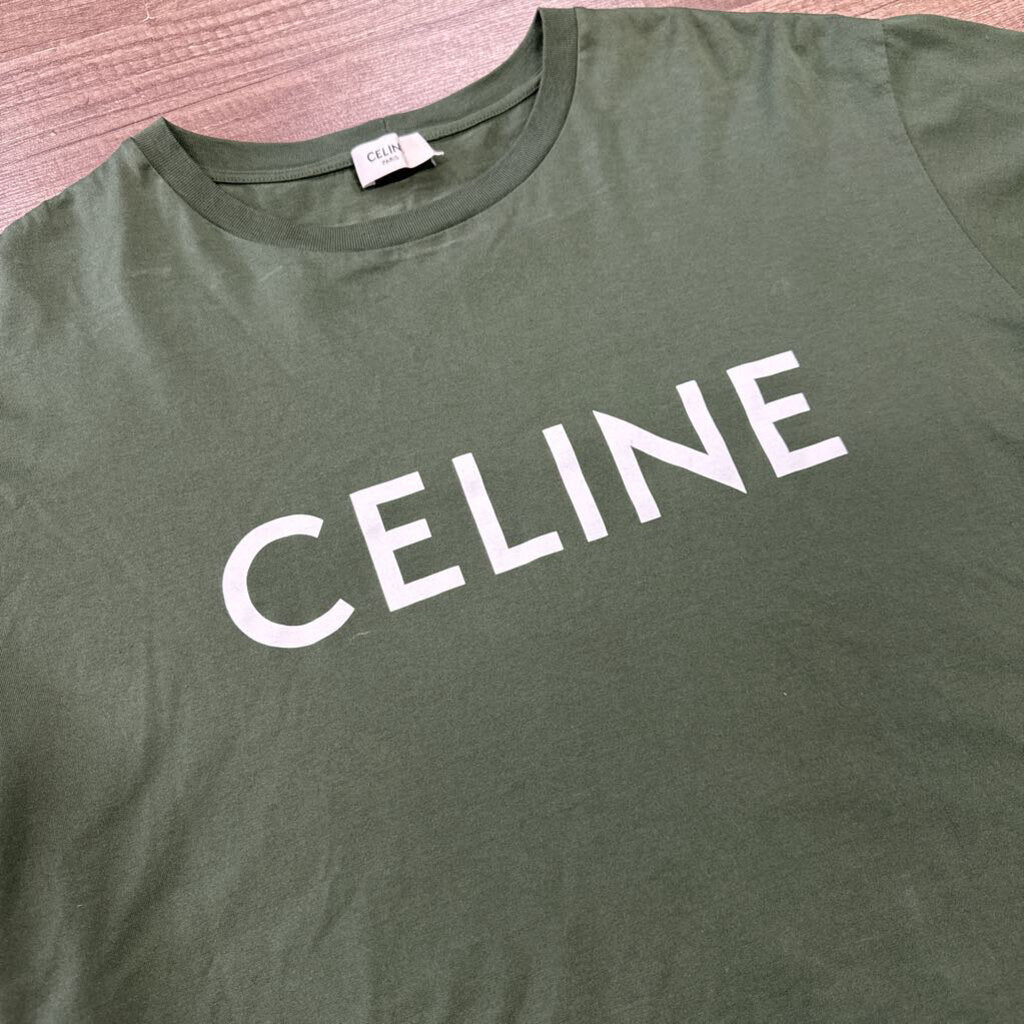 Celine Tshirt Green Logo