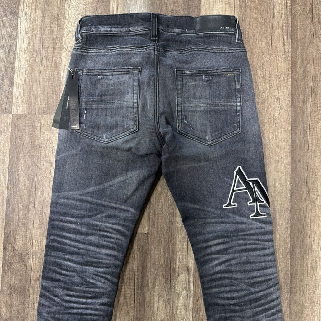 Amiri Jean Oblique Logo Grey