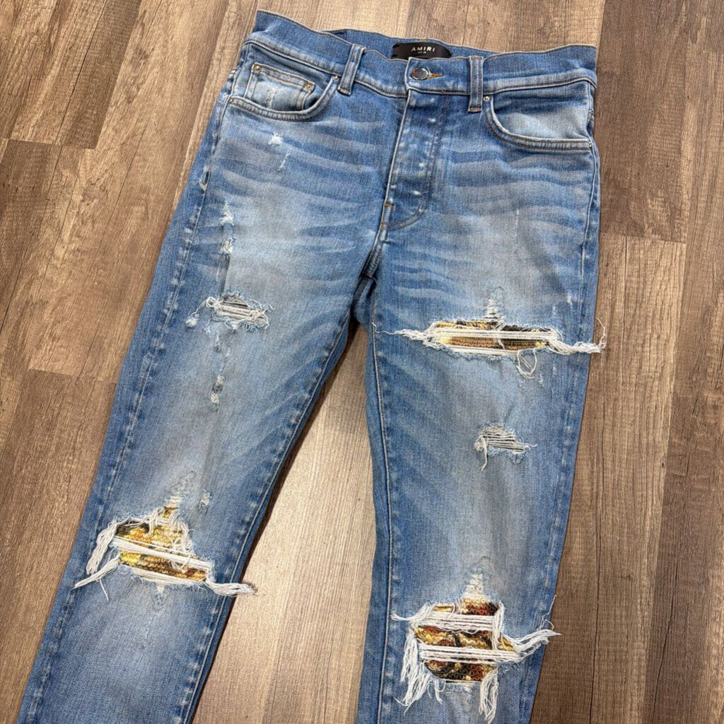 Amiri Jean yellow brown blue