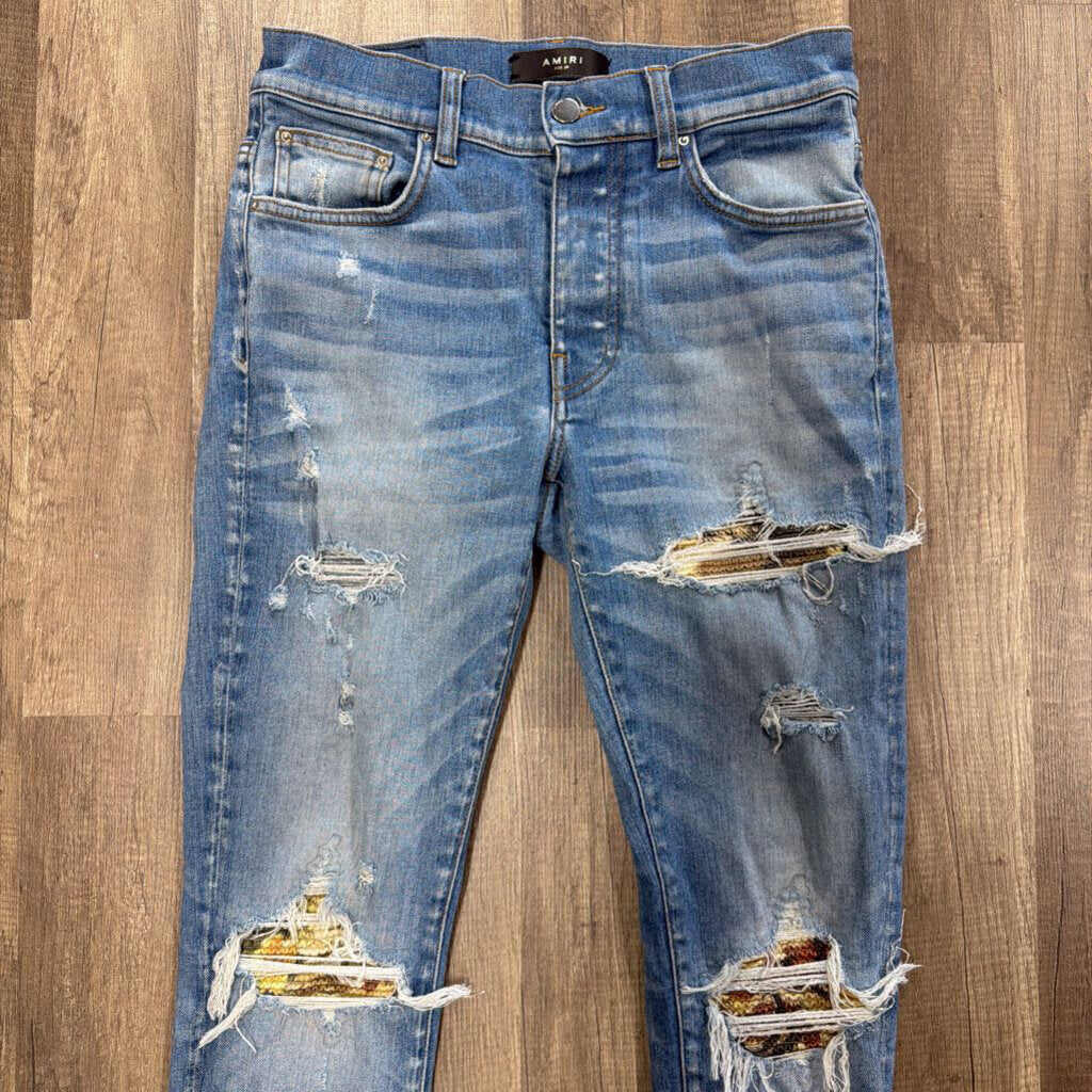 Amiri Jean yellow brown blue