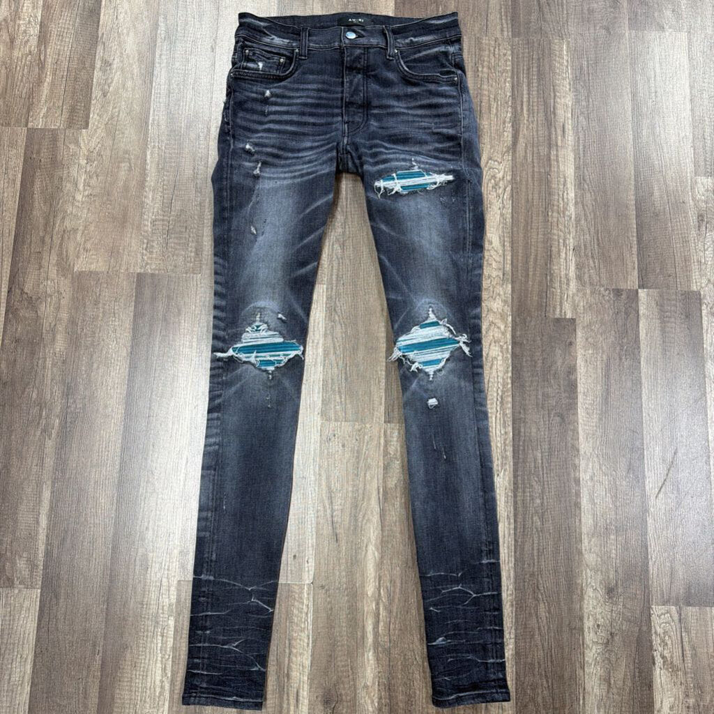 Amiri Jean mx1 dark grey teal patch