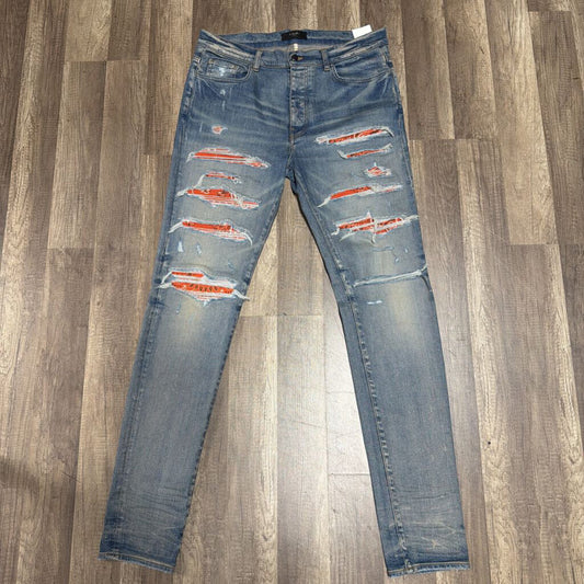 Amiri Jean Trasher Paisley Patch Orange
