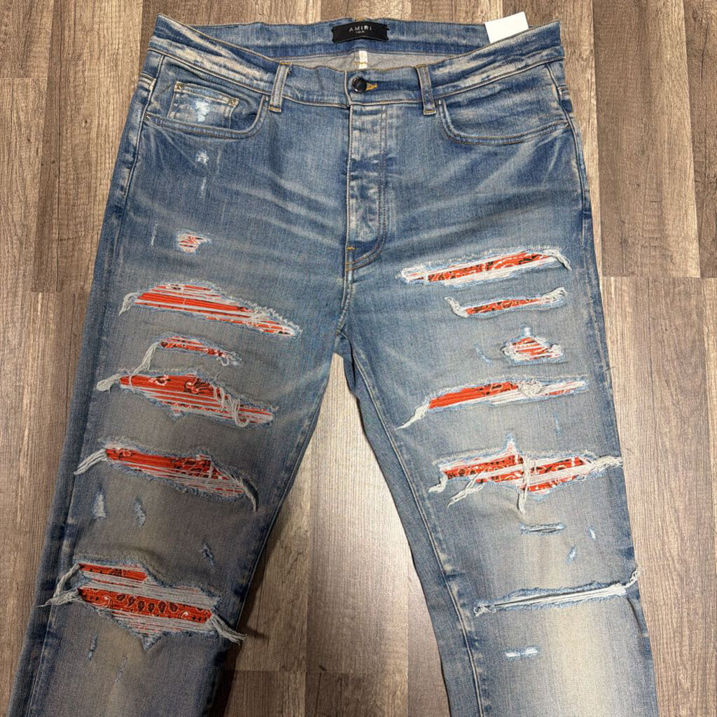 Amiri Jean Trasher Paisley Patch Orange