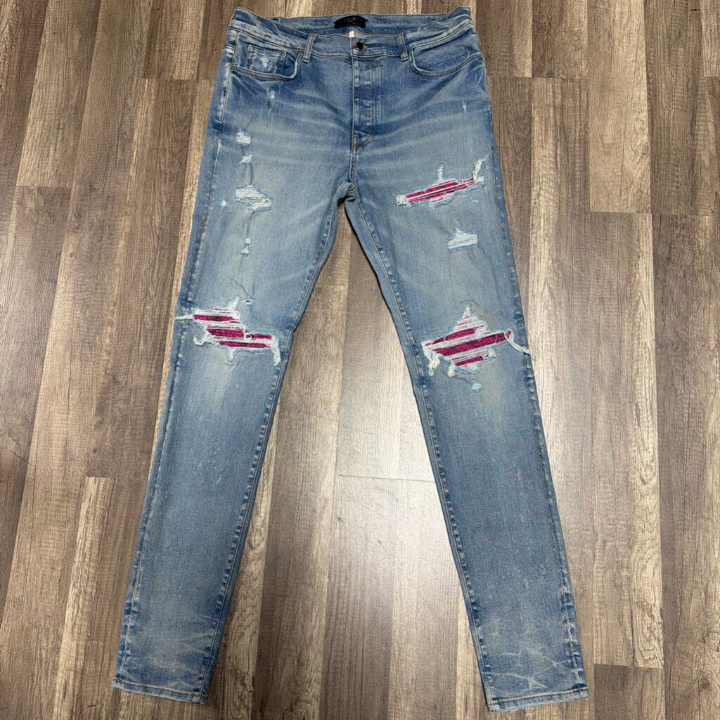 Amiri Jean Mx1 Cracked Pink Patch