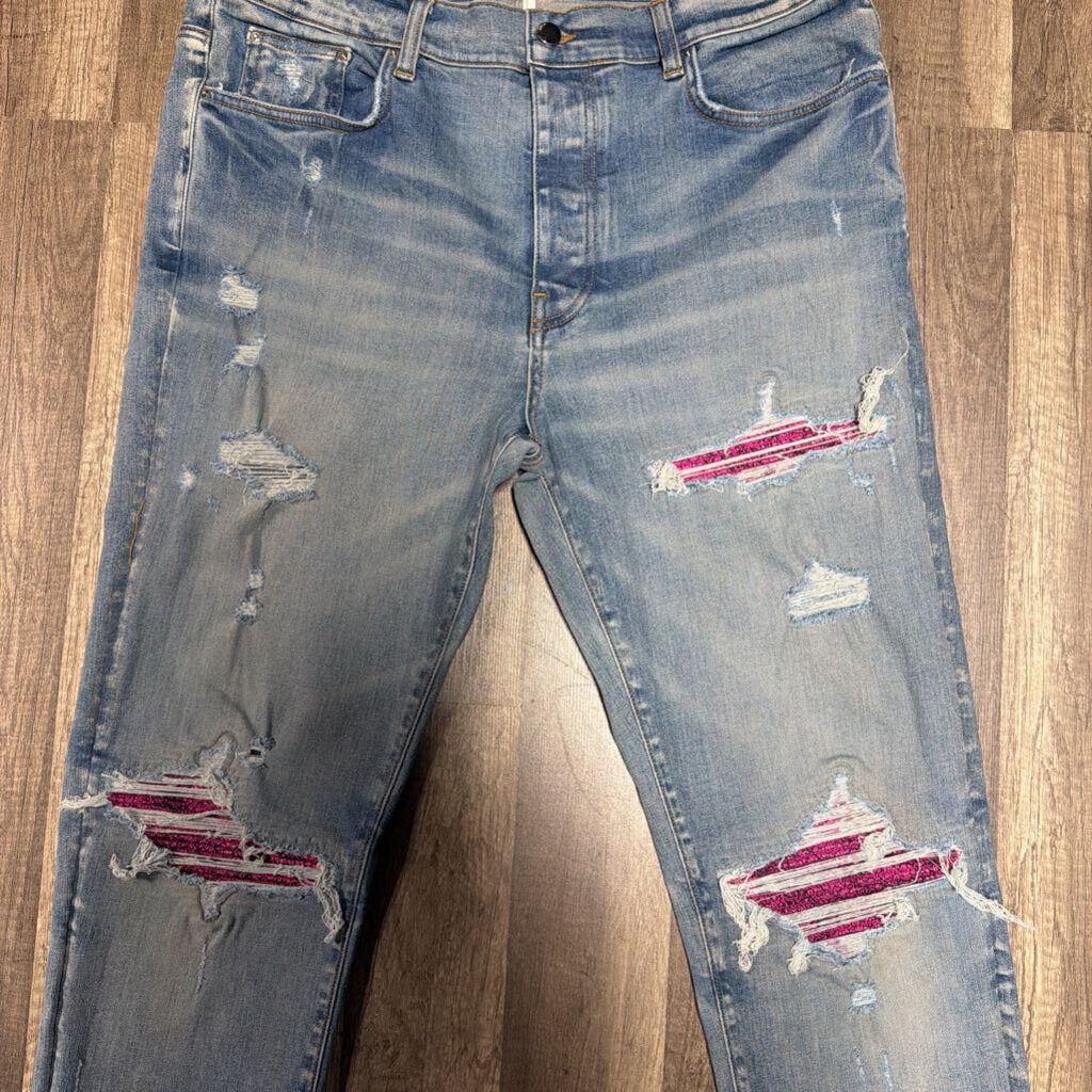 Amiri Jean Mx1 Cracked Pink Patch