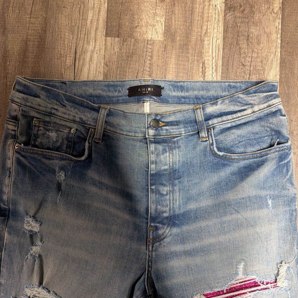 Amiri Jean Mx1 Cracked Pink Patch