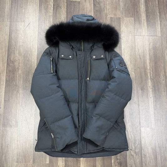 Moose knuckle coat grey black fur