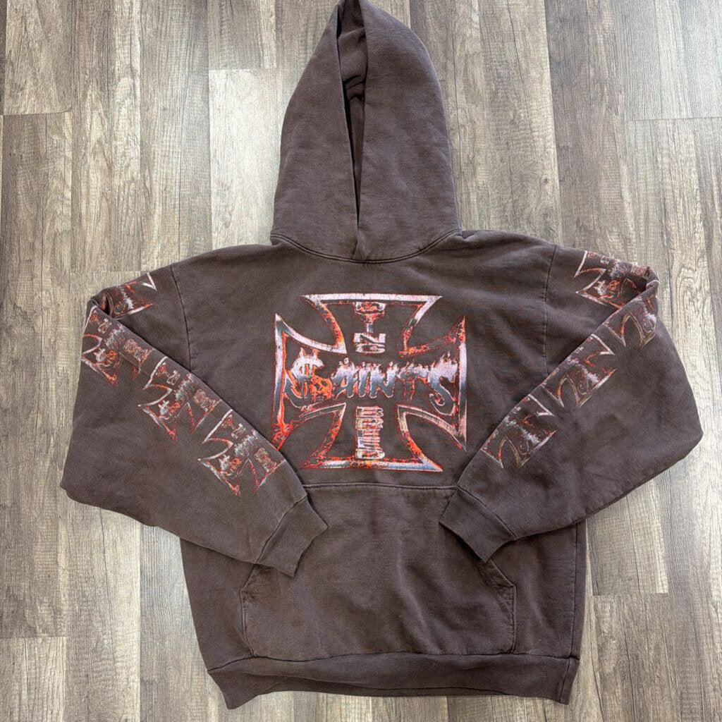 Saints brown dying breed cross hoodie